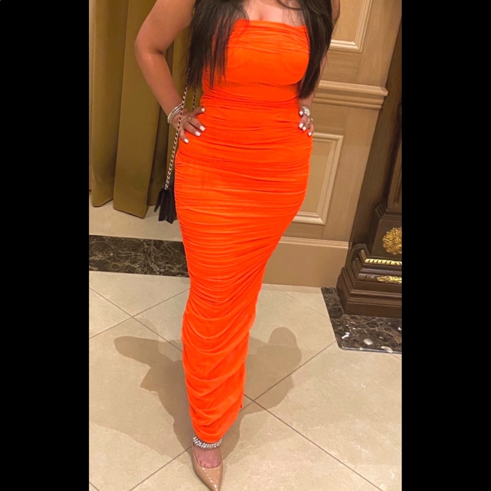 Bustier Ruched Midi Dress